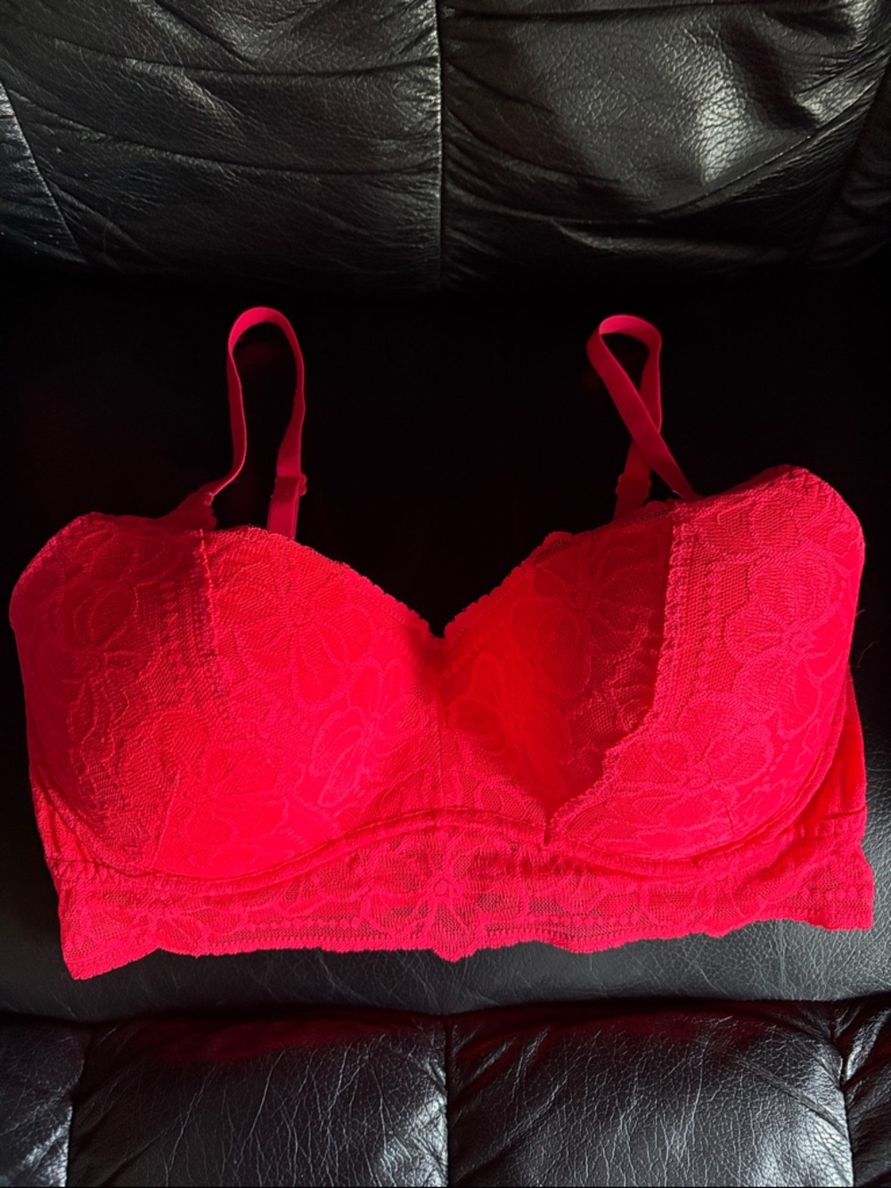 Hot pink Lace Longline Push-Up Bra -Victorias Secret Pink Collection